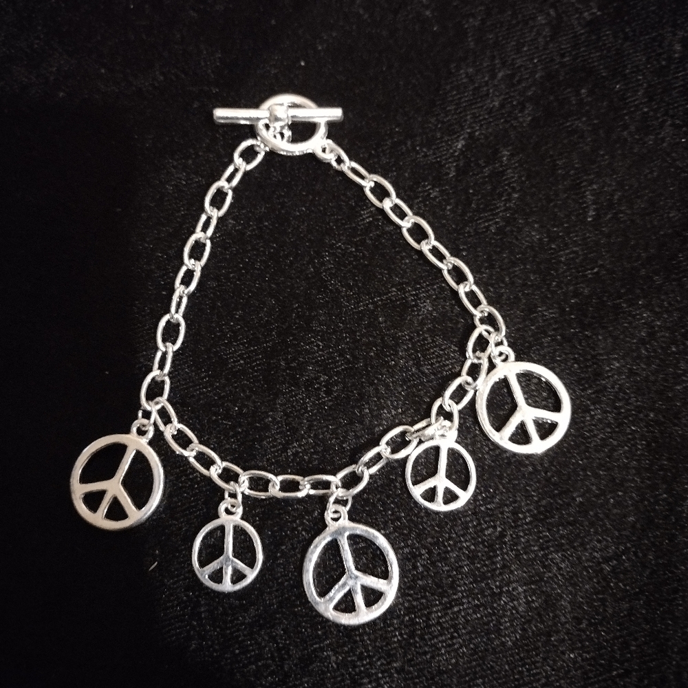 Silver Peace charm bracelet